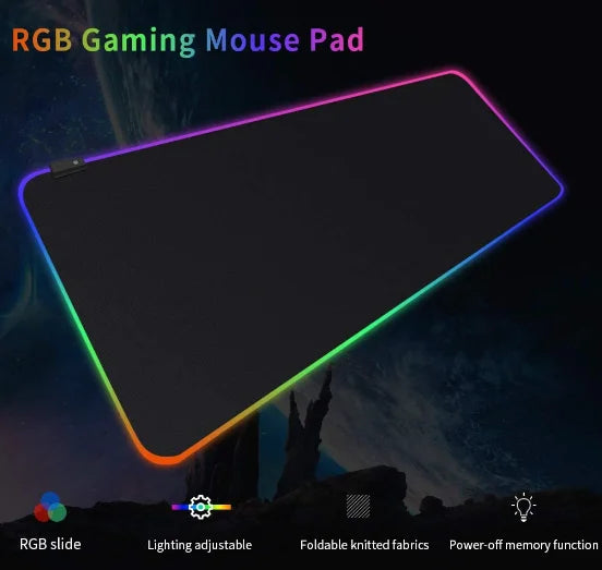 Mouse Pad Gamer Large Speed Edge Led 7 Colors Rgb Waterproof 300mm x 800mm