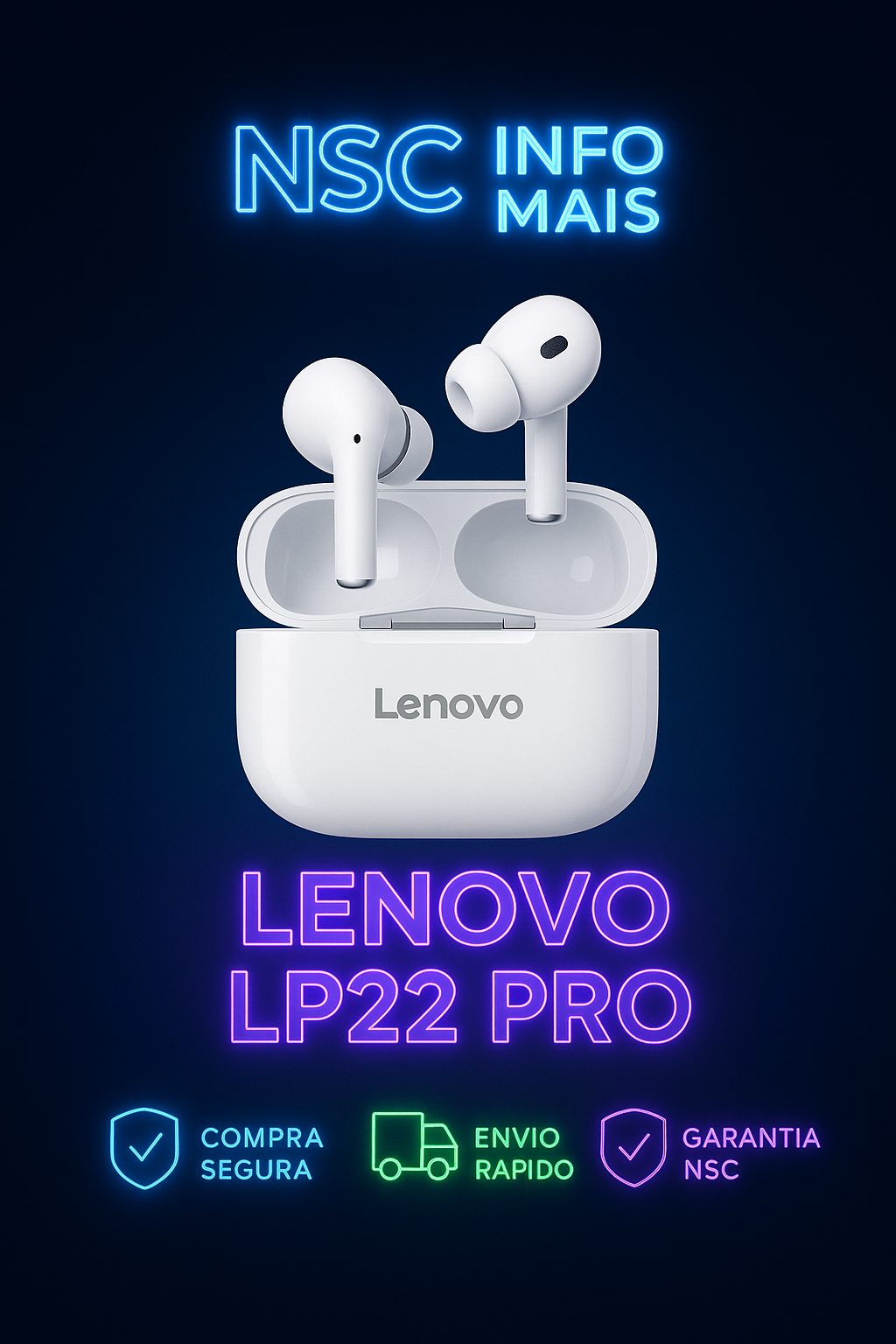 Original Lenovo LP22 Pro Wireless Bluetooth Headphones True For Stereo Sport Game TWS Earbuds In Ear With Mic Touch Headset New