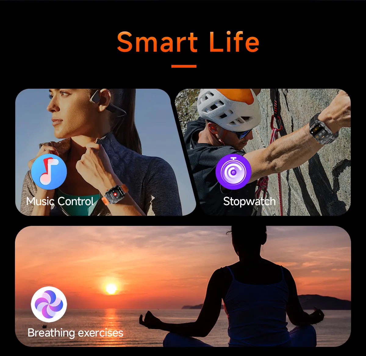 SENBONO V35 Smart Watch 1100mah Large Battery Compass Women's Cycle Management BT Call Message Push Sports Outdoor Smart Watch