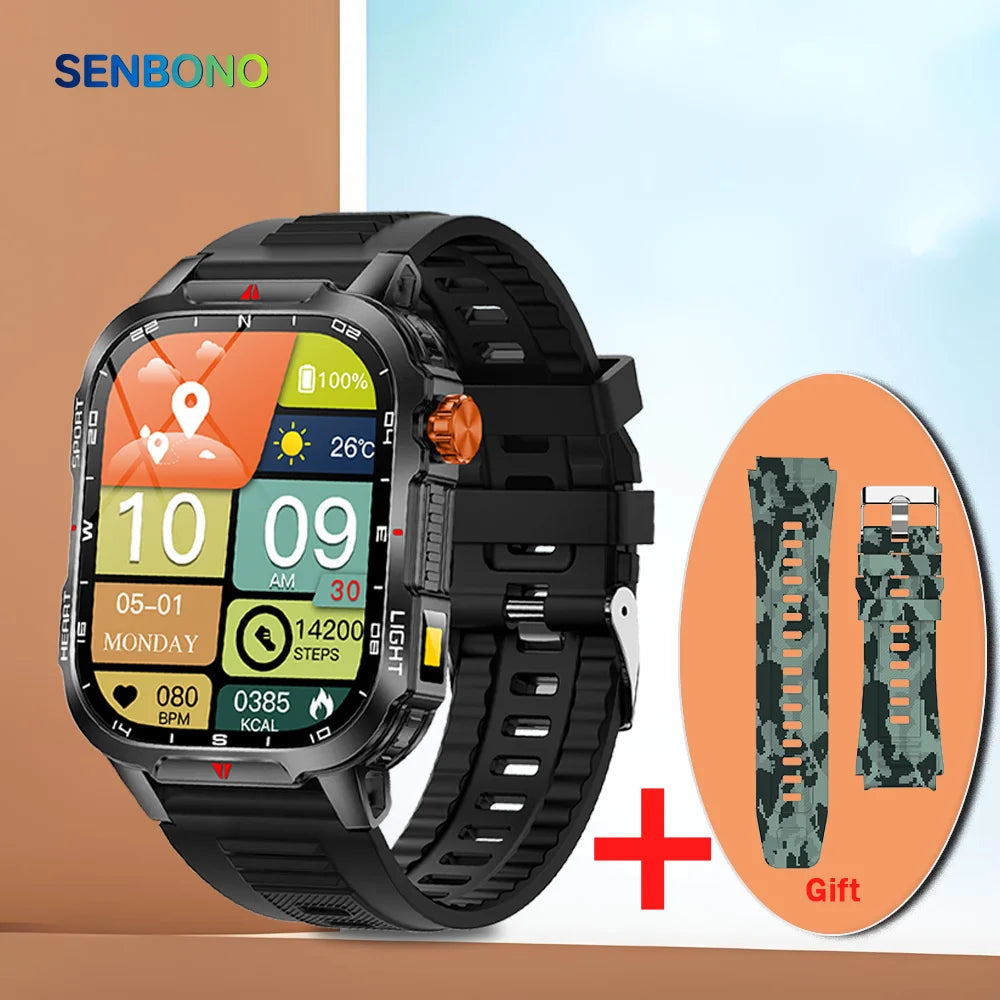 SENBONO V35 Smart Watch 1100mah Large Battery Compass Women's Cycle Management BT Call Message Push Sports Outdoor Smart Watch
