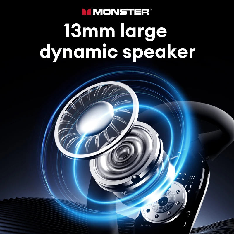 Monster MQO33 Wireless Bluetooth 5.4 Earphones Dolby Immersive Sound HD Call Headphones Sports Noise Reduction Open Ear Earbuds
