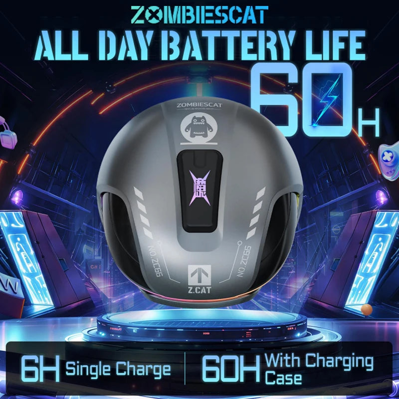 ZOMBIESCAT B5 TWS Bluetooth 5.4 Earphones 38ms Game Mode HD Call Noise Reduction Headphones 60H Long Endurance Gaming Headsets
