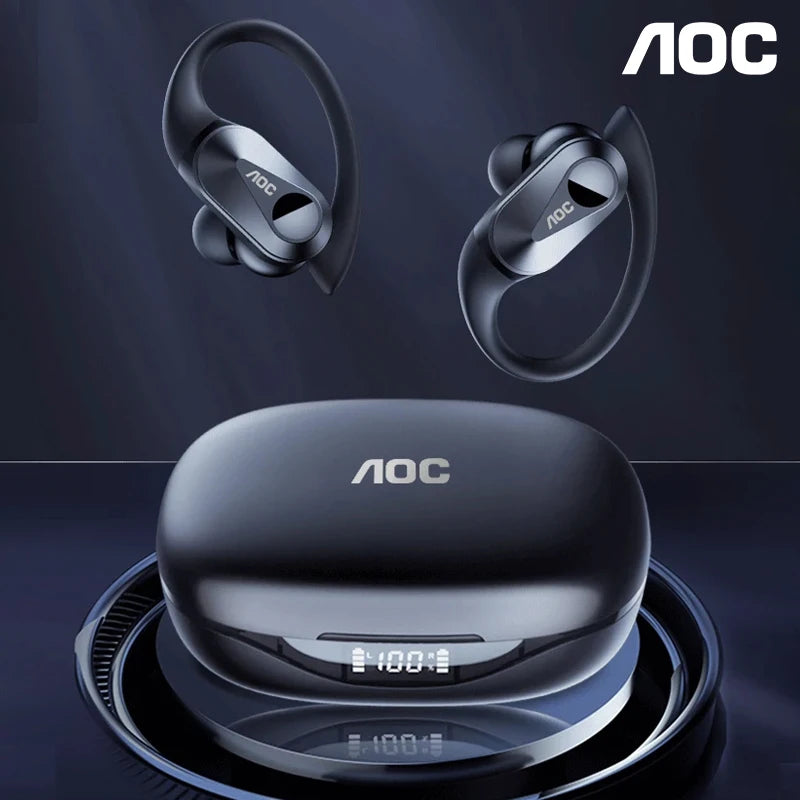 AOC ACT3521 Wireless Earphones OWS Ear Hook Bluetooth HIFI Stereo Earbuds Gaming Low Latency IPX5 Waterproof Sport Headphones