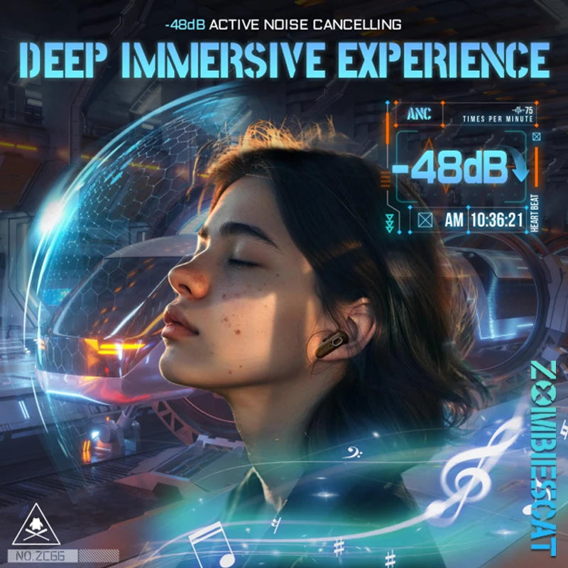 ZOMBIESCAT B5 TWS Bluetooth 5.4 Earphones 38ms Game Mode HD Call Noise Reduction Headphones 60H Long Endurance Gaming Headsets