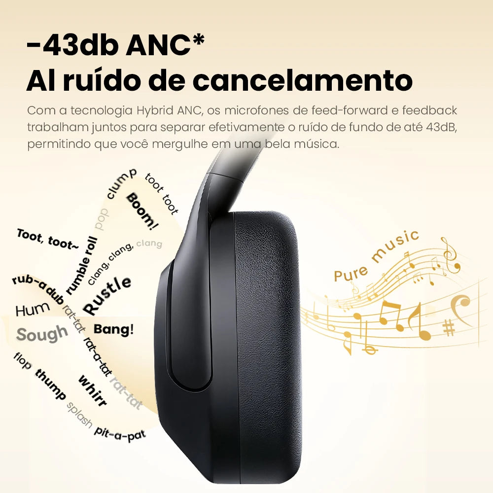 HAYLOU S30 Wireless Bluetooth 5.4 Headphones 43dB Adaptive Noise Cancelling Headsets 40mm Driver 80H Playtime Earphones