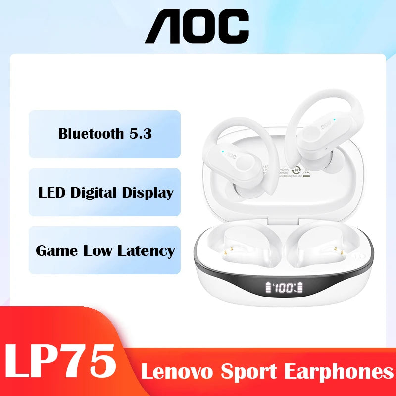 AOC ACT3521 Wireless Earphones OWS Ear Hook Bluetooth HIFI Stereo Earbuds Gaming Low Latency IPX5 Waterproof Sport Headphones