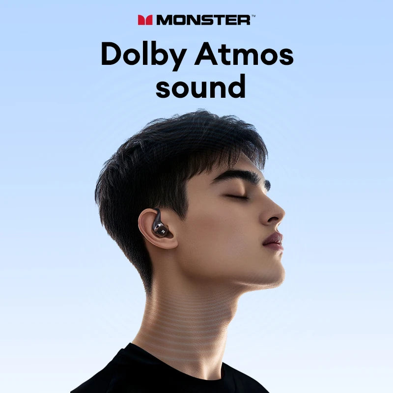 Monster MQO33 Wireless Bluetooth 5.4 Earphones Dolby Immersive Sound HD Call Headphones Sports Noise Reduction Open Ear Earbuds