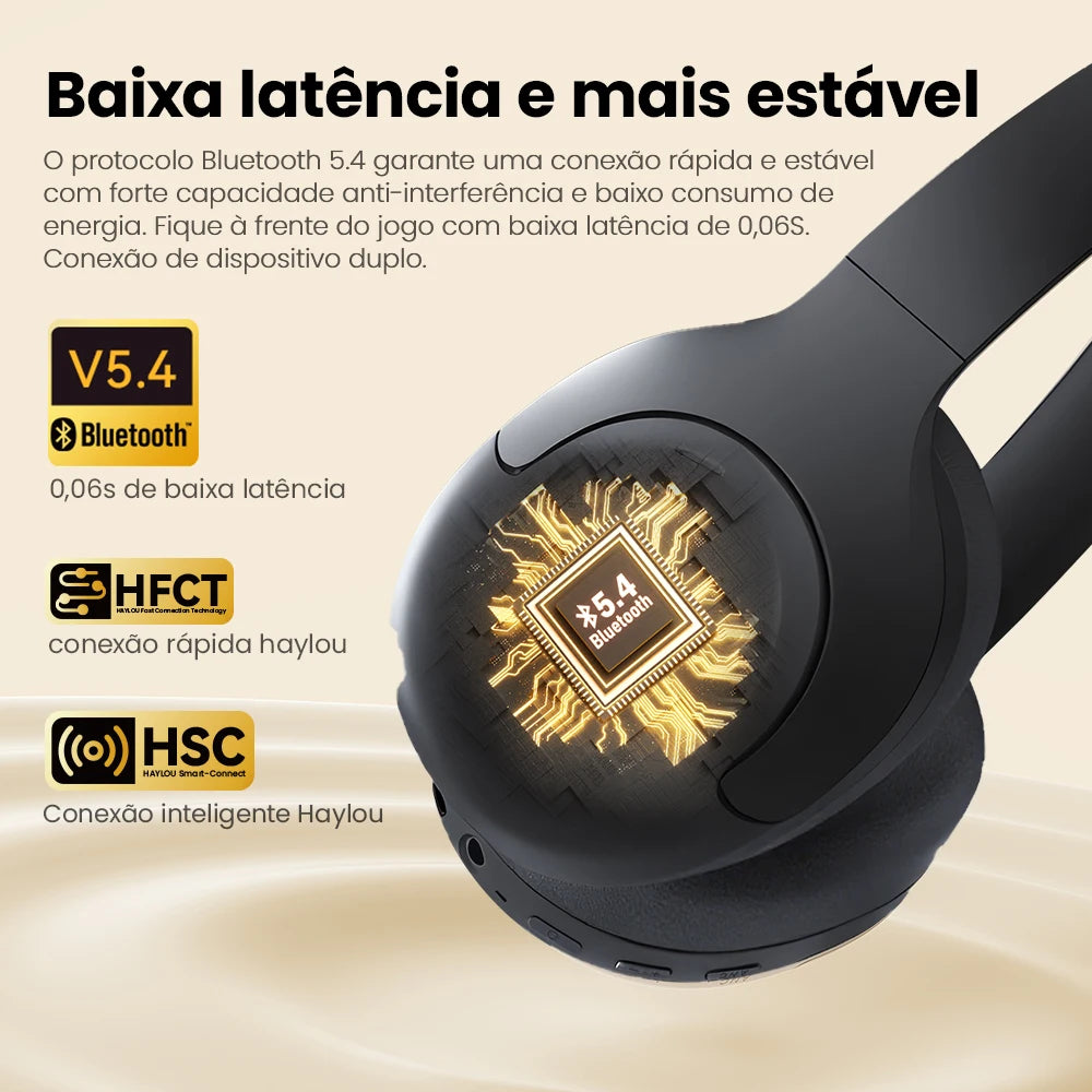 HAYLOU S30 Wireless Bluetooth 5.4 Headphones 43dB Adaptive Noise Cancelling Headsets 40mm Driver 80H Playtime Earphones