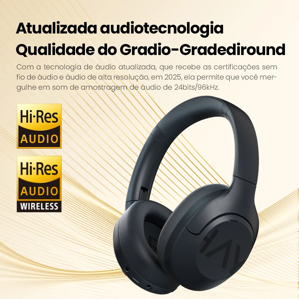 HAYLOU S30 Wireless Bluetooth 5.4 Headphones 43dB Adaptive Noise Cancelling Headsets 40mm Driver 80H Playtime Earphones